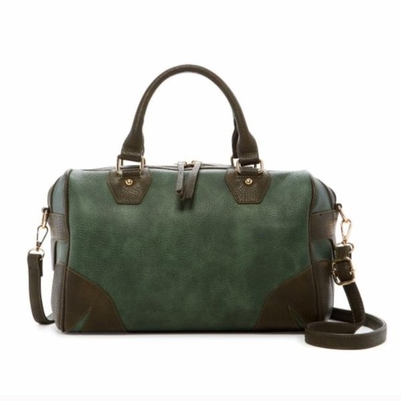 NWT! Olive Pebbled Vegan Leather Satchel/Crossbody - Picture 4 of 8